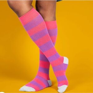 Striped Pink and Purple Knee-High Compression Socks